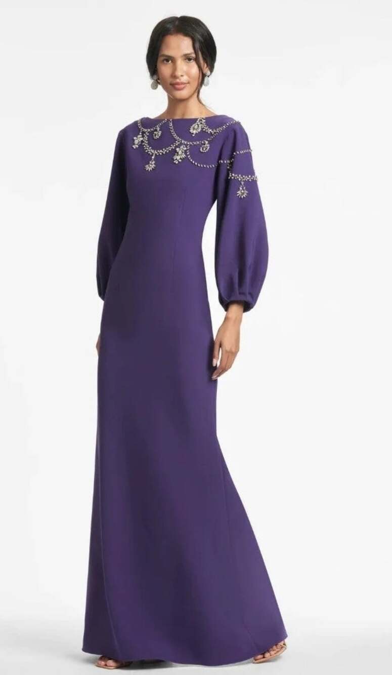 NWT $1.095 Sachin & Babi Amethyst Purple Giselle Crepe Embellished Gown Dress 2